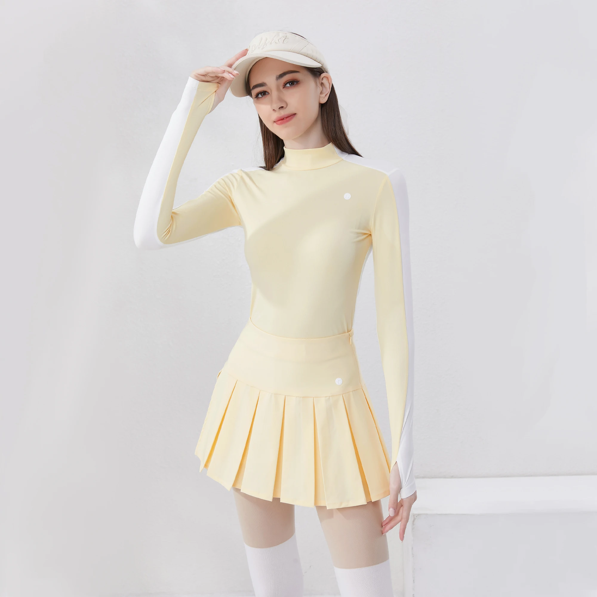 Golfist Golf Summer T-shirt for Women Long-sleeved Anti-UV Pleated Skirt Outdoor Sportswear Golf Tennis Clothes Breathable