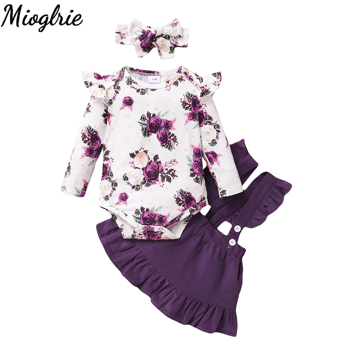 Floral Baby Girl Clothes Set Newborn Ruffled Infant Girl Clothes Fall