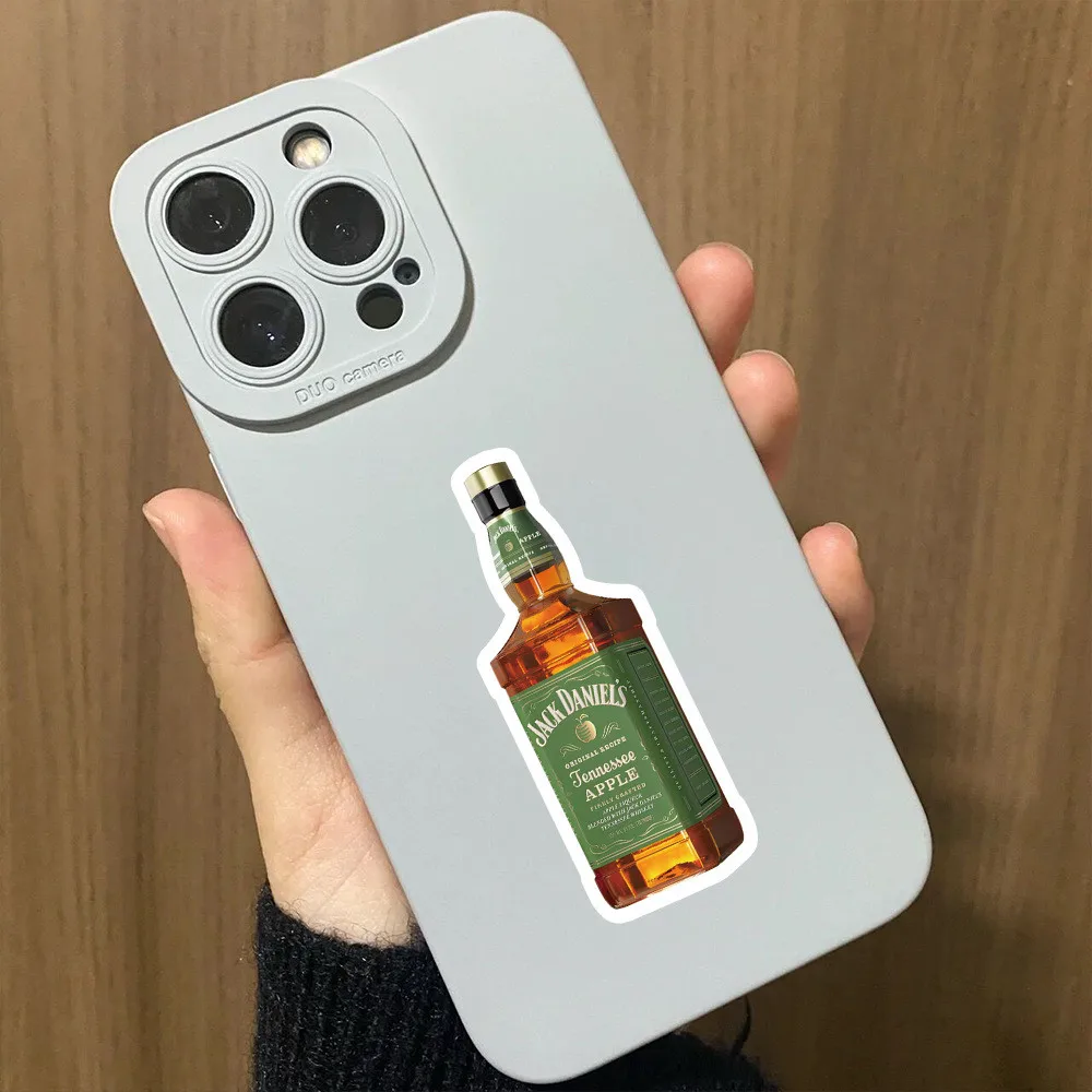 60PCS 샴페인 위스키 및 브랜디 병 그래피티 스티커 핸드 어카운트 연필 케이스 데칼 골든 메모리 스티커 스토어