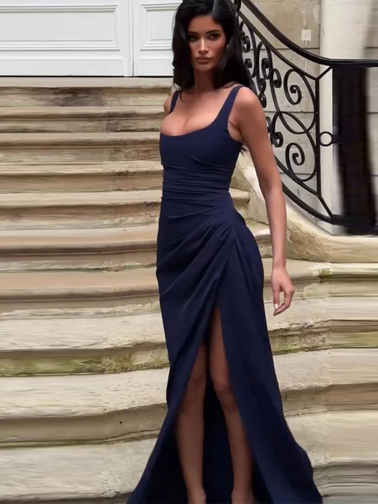 Women 's Dress Elegant Spaghetti Straps Lace Up Back High Slit Sleeveless Evening Dresses Lady 2026 Summer Woman Party Vestidos 6