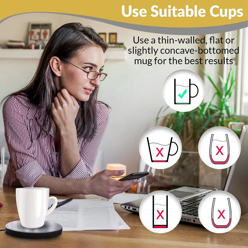 Electric Coffee Mug Warmer Lightweight Mug Warmer For Desk 2 Setting Cup Warmer US Plug