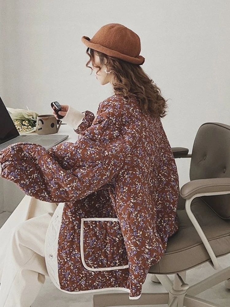 

Lightweight And Niche Gourd Patterned Floral Cotton Jacket Jacket For Women Woman Clothing Coat Down Padding Coat Woman Winter