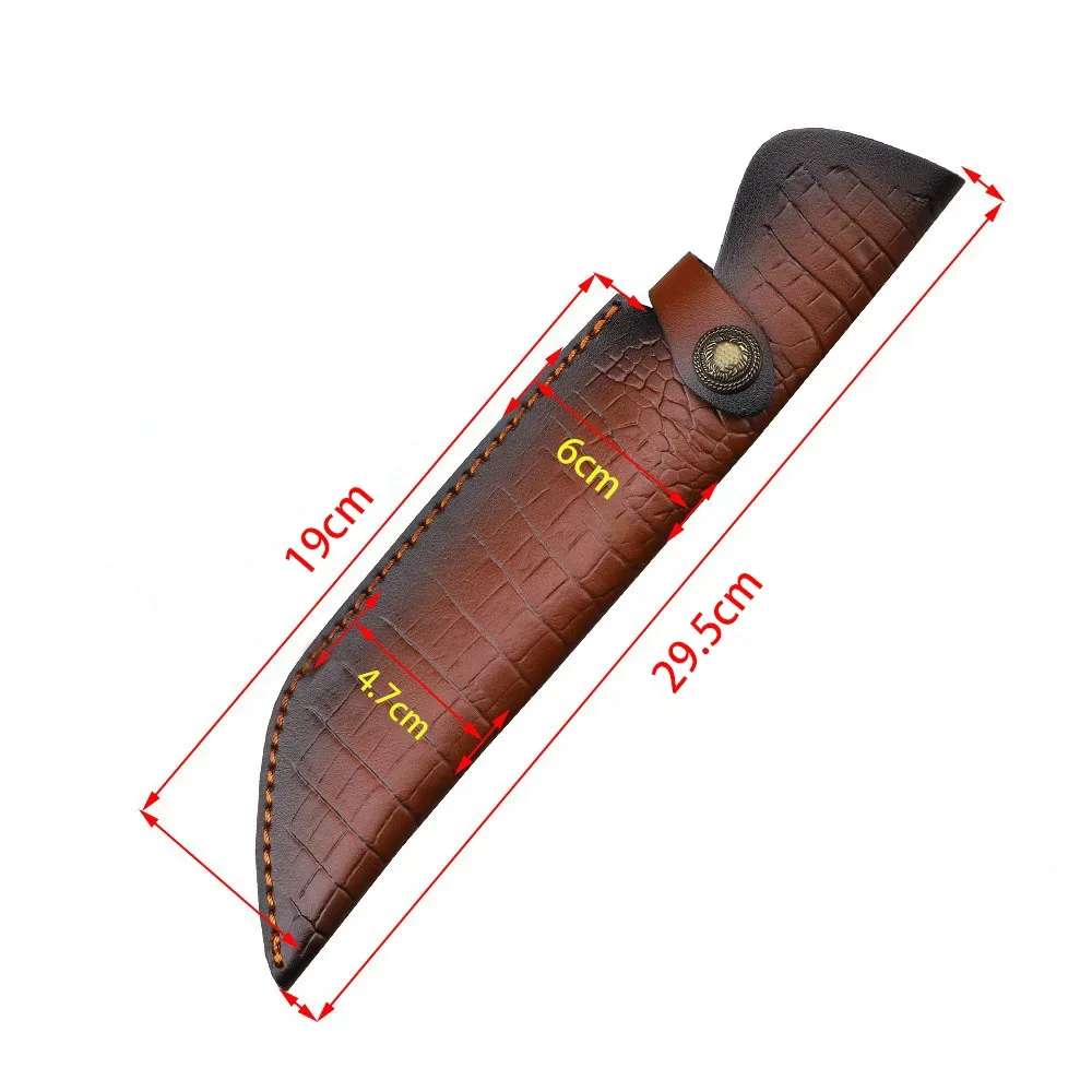 29.9 cm Fixed Blade Knife Scabbard Embossed Cowhide Cover Leather Sheath  Camping Knife Case Hunting Holsters with Belt Buckle 6