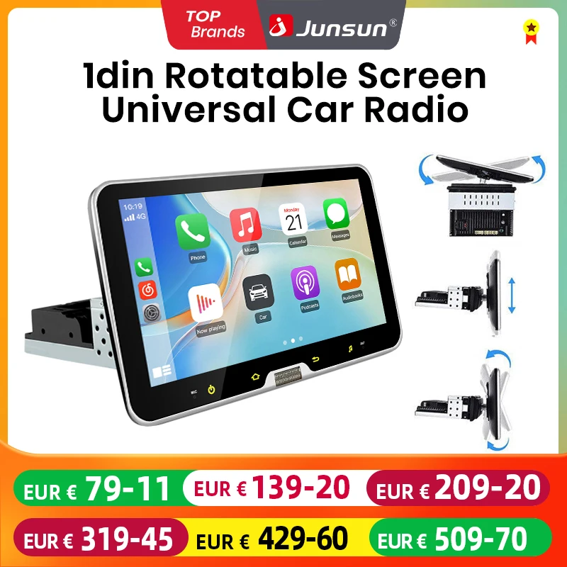Junsun 1 DIN Radio Coche Universal con Pantalla Táctil,Android 13 2GB+64GB Giratoria de 10 Pulgadas con CarPlay/AndroidAuto/Mirror Link, WiFi/GPS/ Bluetooth/RDS/USB/FM/Mandos del Volante Junsun 1 DIN Radio Coche Universal con Pantalla Táctil,Android 13 2GB+64GB Giratoria de 10 Pulgadas con CarPlay/AndroidAuto/Mirror Link, WiFi/GPS/ Bluetooth/RDS/USB/FM/Mandos del Volante