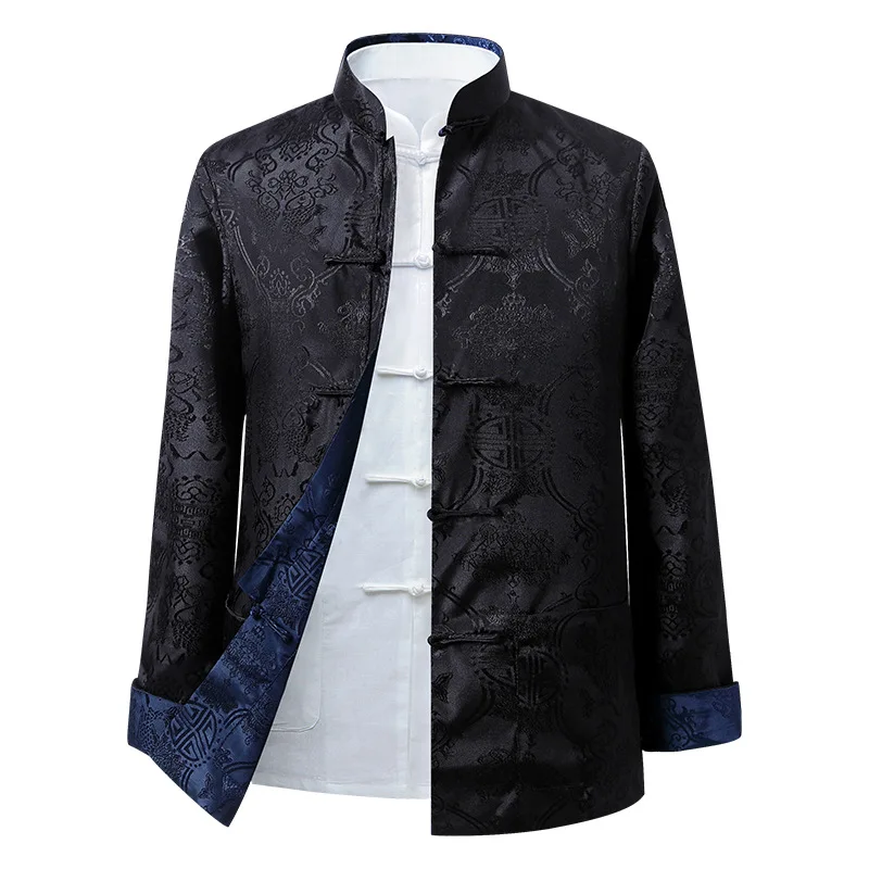 China New Year Tang Top Men Chinese Dragon Shirt Kung Fu Coats Jackets Hanfu Men Clothing Traditional Chinese Clothing men chinese style shirt