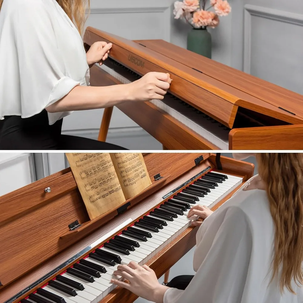 88 Key Weighted Digital Piano-Wooden Desk Electric Piano Transforms Between Desk and Vanity- Progressive Hammer-Action Keyboard,
