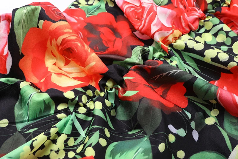 Bulb Fashion Multicoloured Roses Suspender Dress