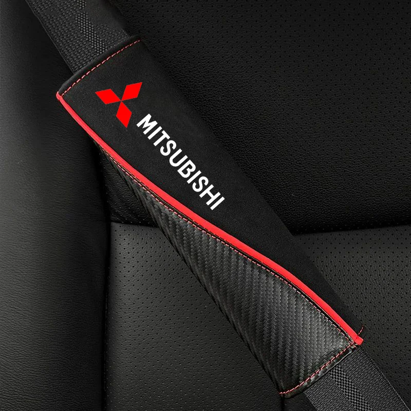 2Pcs Leather Car Safety Belt Cover Shoulder Protector Pad For Mitsubishi Outlander Lancer ASX EVO Pajeros Auto Accessories seat belt covers,seat belt protector