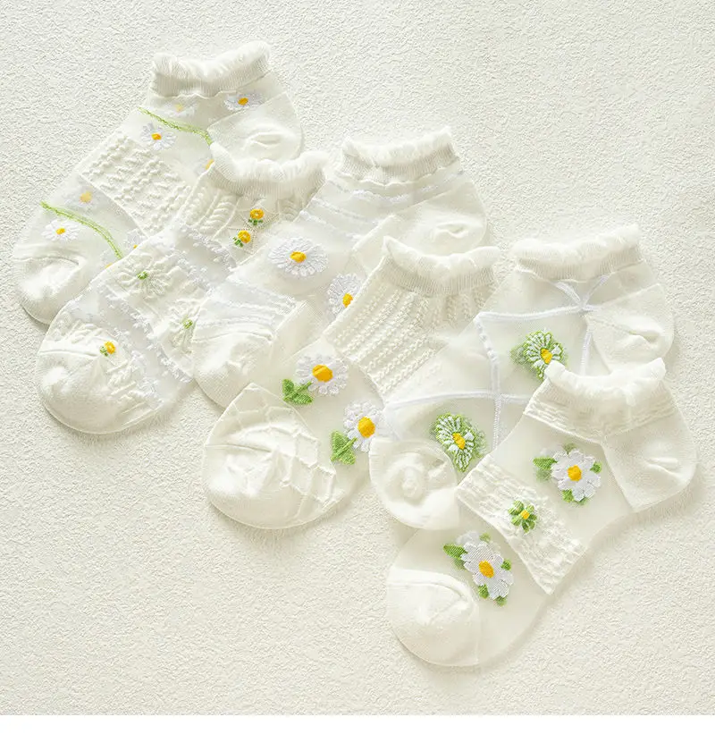 Sommer-Bootssocken für Damen, ultradünne, atmungsaktive, mit Spitzenausschnitt versehene, kurze Socken aus Kristallglasfaser, kühle Eisfaser-Kurzsocken, Spitzensocken – Detail 17