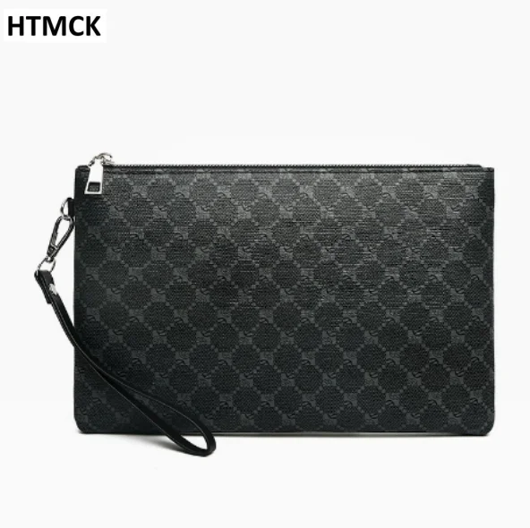 Borsa a tracolla da uomo in pelle, sottile, da lavoro, a busta, pochette per telefono, alla moda, leggera, da portare a mano