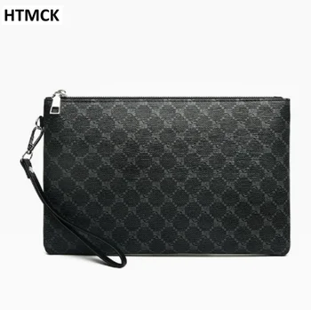 Borsa a tracolla da uomo in pelle, sottile, da lavoro, a busta, pochette per telefono, alla moda, leggera, da portare a mano