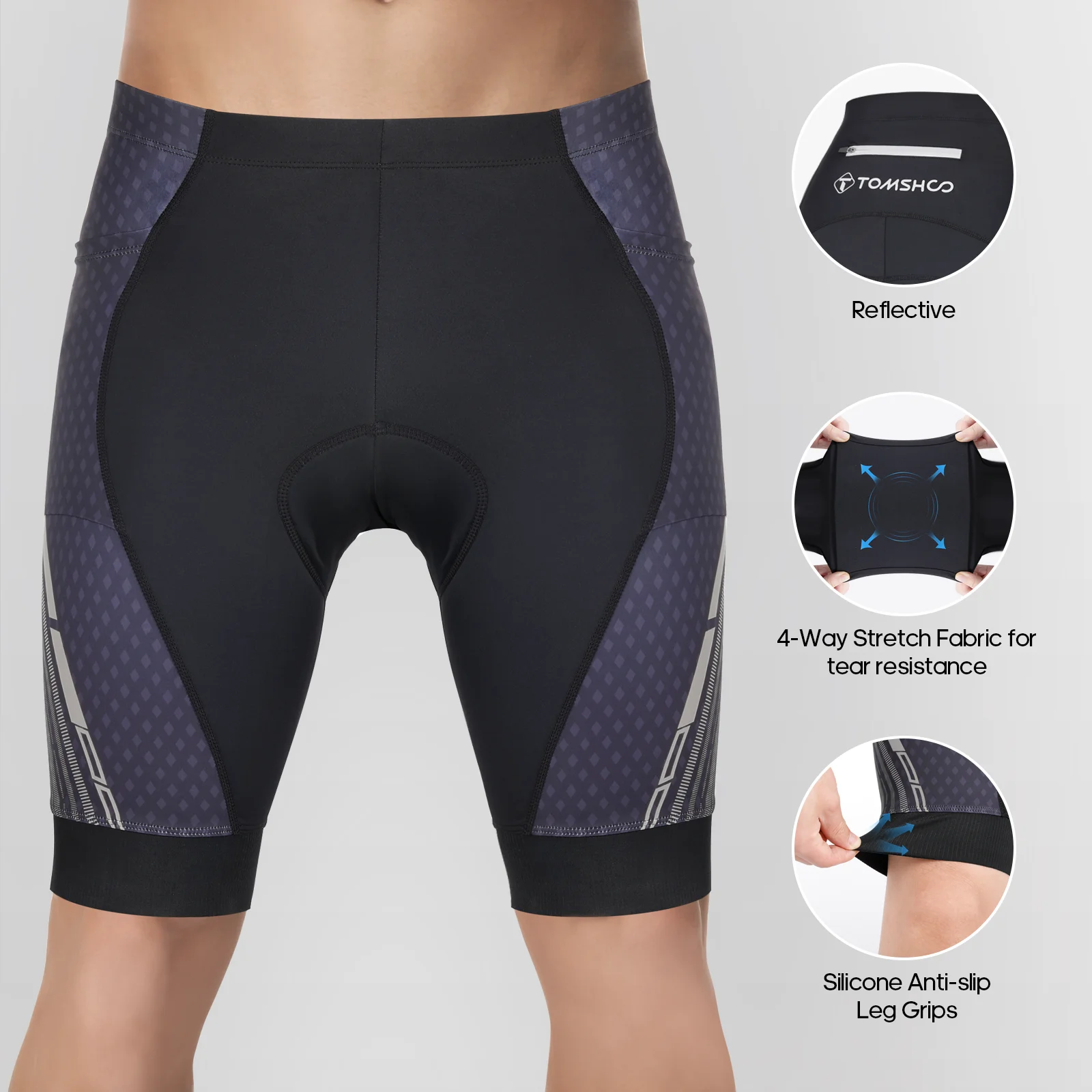 Mens Cycling Shorts with Pocket Gel Padded Breathable MTB Bike Shorts Mountain Road Biking Riding Half Pants Tights