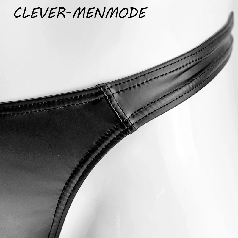 Men's Faux Leather Thongs Sexy G String T Back Male Underwear Wetlook Erotic Fetish Panties Bulge Pouch Jockstrap Briefs Gay