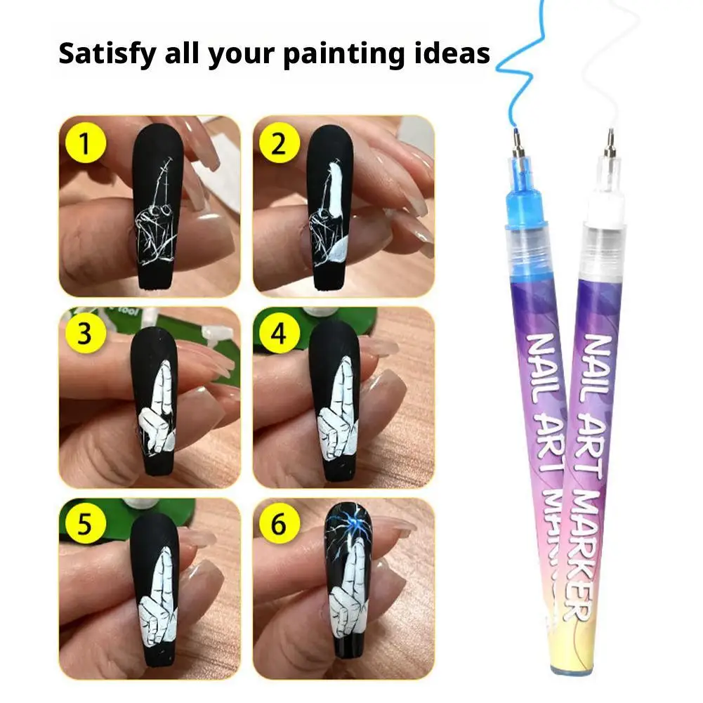 12개/세트 네일 아트 펜 세트 3D 네일 폴리쉬 펜 그라피티 도팅 펜 아크릴 페인트 펜 포인트 라이너 펜 드로잉 페인팅 네일 아트
