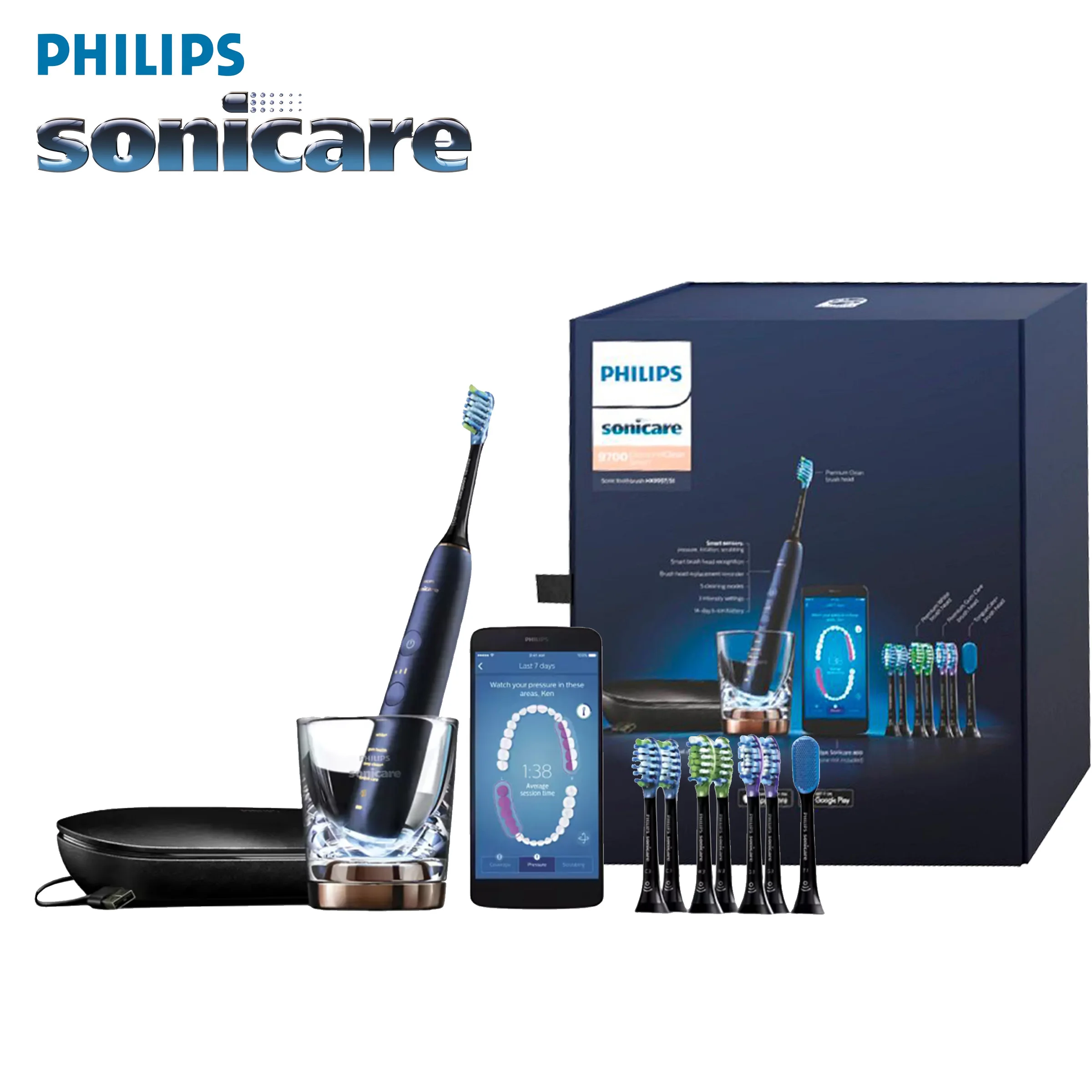 Philips Sonicare Diamondclean Smart 9957 Spazzolino Elettrico Ricaricabile Lunar Blue