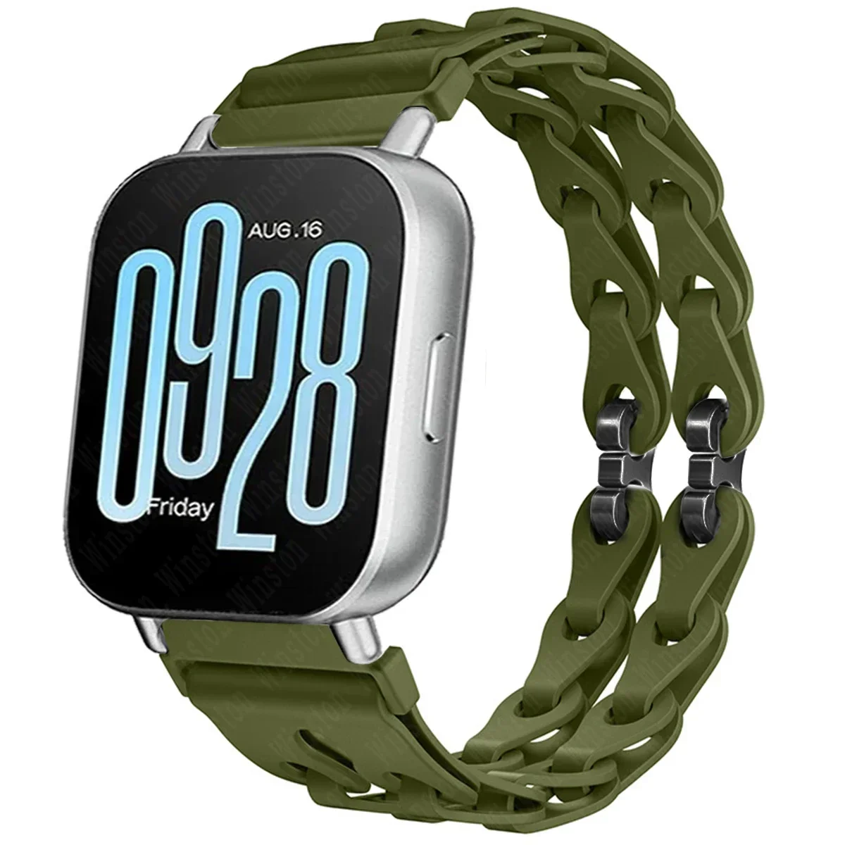 Stylish Chain Strap Silicone Band Bracelet for Smartwatch Replacement, 22mm Wristband