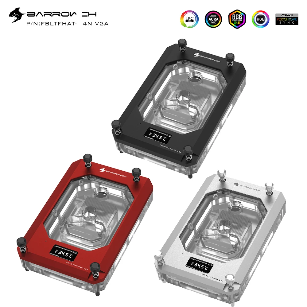 

Barrowch FBLTFHAT-04N V2A Cpu Water Block for AMDThreadripper X399 TRX4 Platform CPU Block with TFT Temperature Display Screen