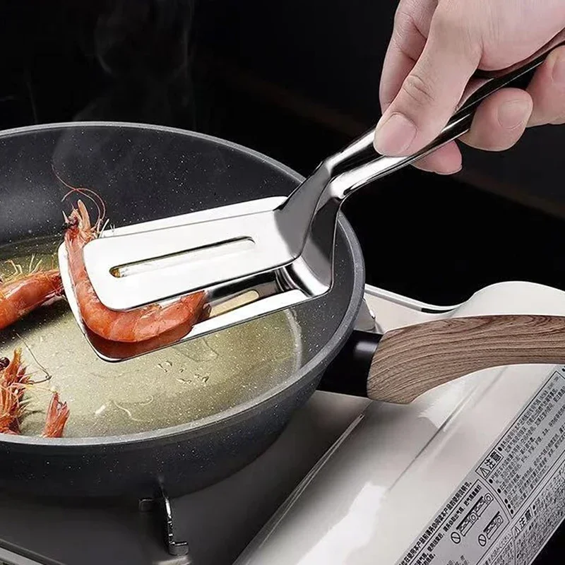 1pc Edelstahl Steak Clip Pfannkuchen Grill Braten Fisch Spatel Clip Zange Brot Kitchen Essentials Kit Cozinha Home Gadgets