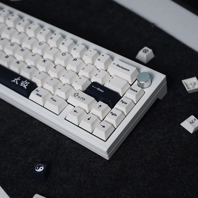 Gmk-minimalista Tai Chi Inglês Pbt Keycaps Adequado para Teclado Mecânico Perfil Cereja 61 144 Key Sublimação Corante - Imagem 3