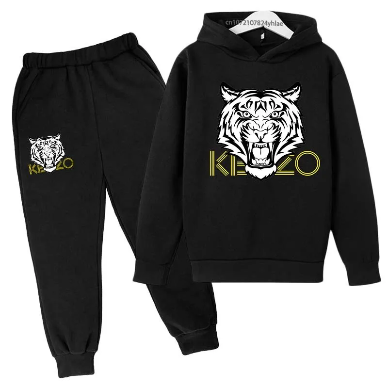 Kids Outfits Tiger Head Kids Spring Autumn Leisure Fashion 2pcs Hoodie Sweatshirts+Pants Suits 3-13 Years Boys Girls Outfits Children Clothes