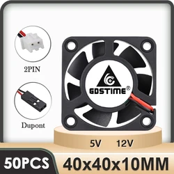 Gdstime 50 PCS 4010 2Pin 2 Wire DC 12V 40x40x10mm Brushless PC Case Cooler Cooling Fan 7 Blades Heatsink Fan 3D Printer Fan