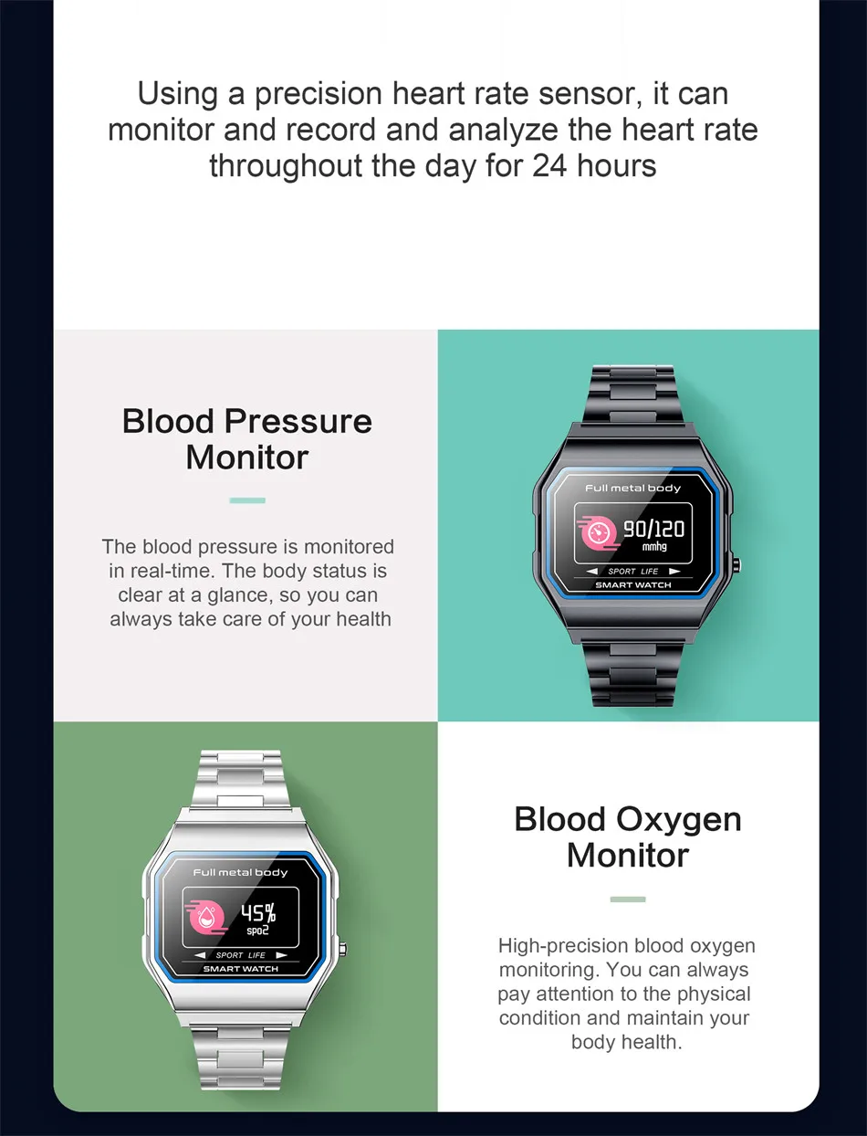 2022 New Call/SMS Reminder Smart Watch Men Single Touch Sport Fitness Tracker IP67 Waterproof Smartwatch Women for Android IOS
