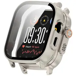 Full Cover Protective Shell with Tempered Glass for Smartwatch Screen Protection (Starlight)