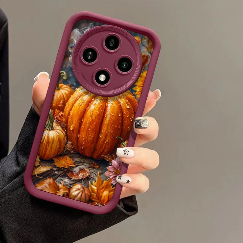 Retro Autumn Pumpkin Maple Leaf Floral Soft Phone Case