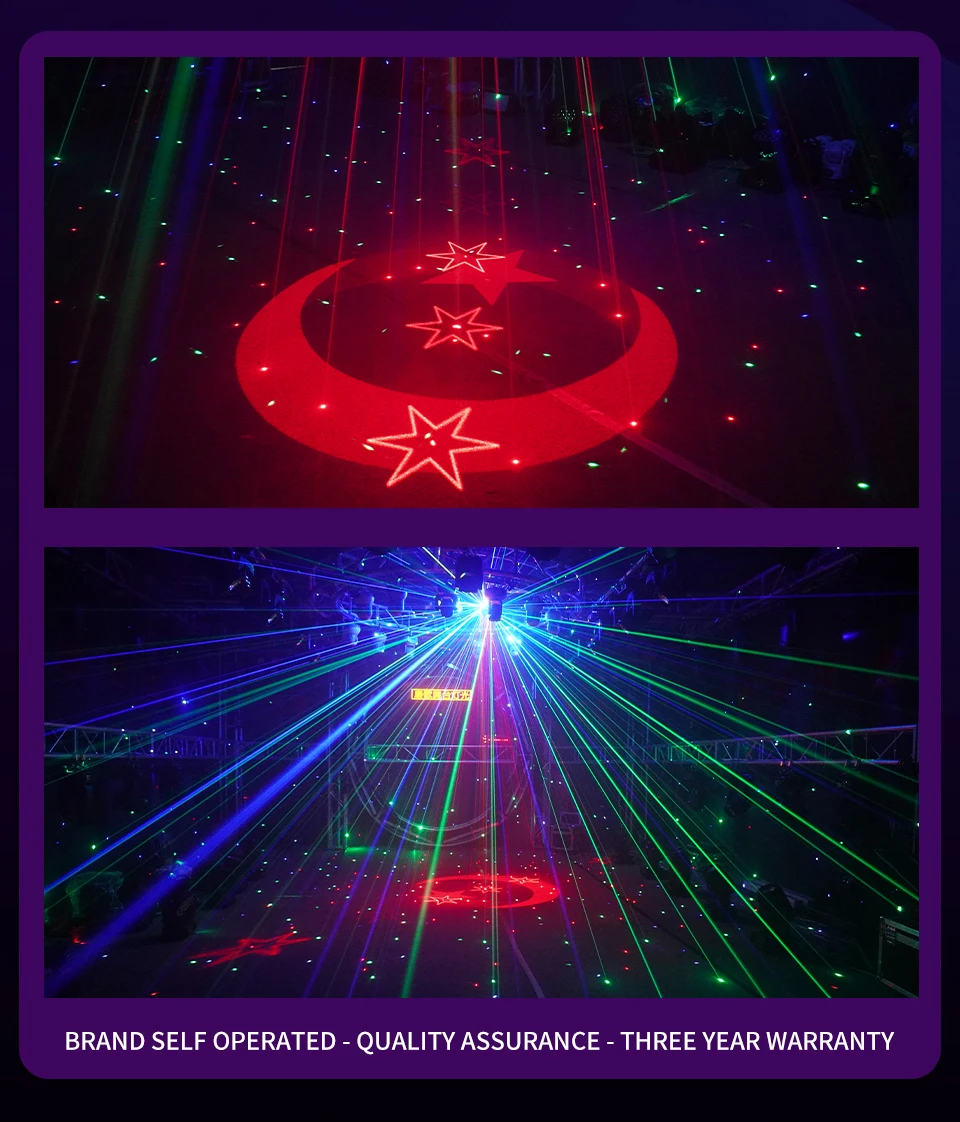 DMX Controller Rotating Bar Star Laser light Full Star Laser Stage Lighting 80W