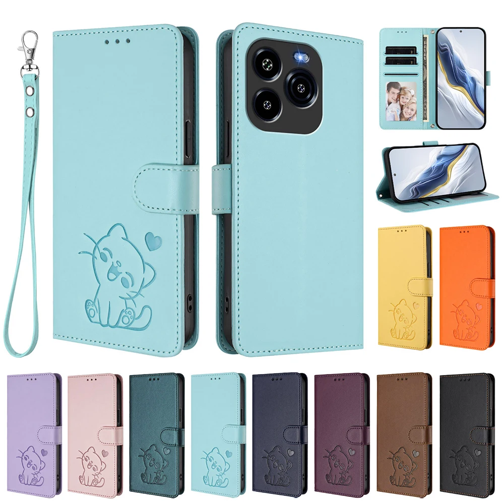 Adorable Cat Leather Wallet Phone Case