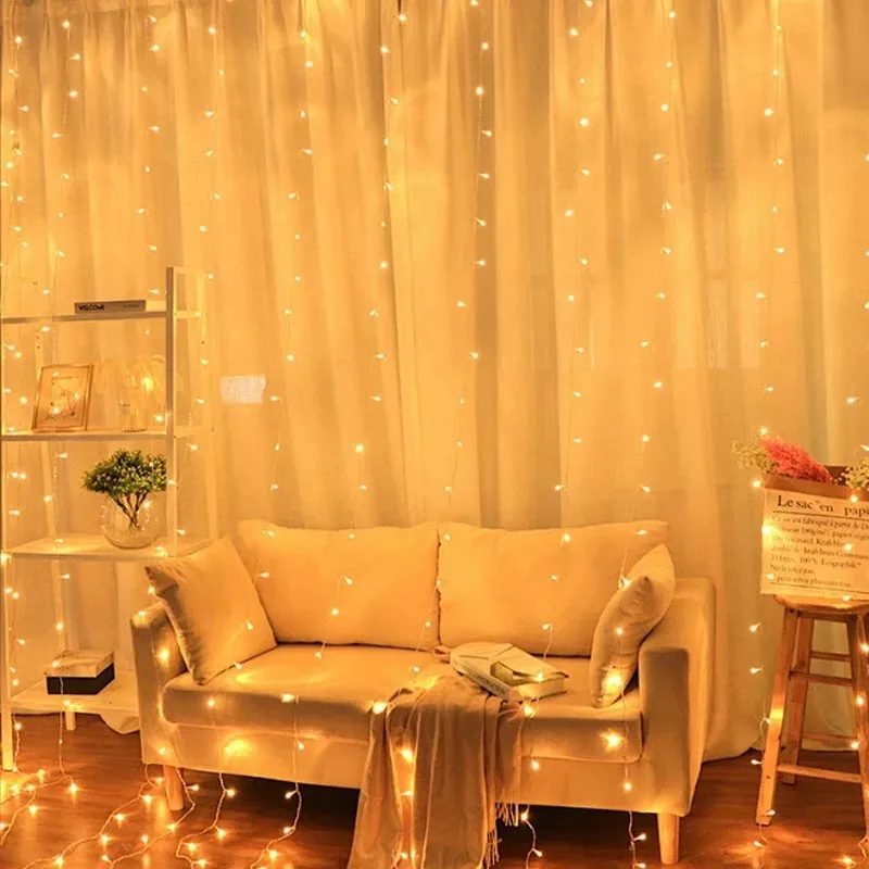 Description Picture 3 of itemUSB Remote LED String Curtain Lights Wedding Lighting Fairy Garland Falsh Lights for Christmas Holiday Home Bedroom Decoration