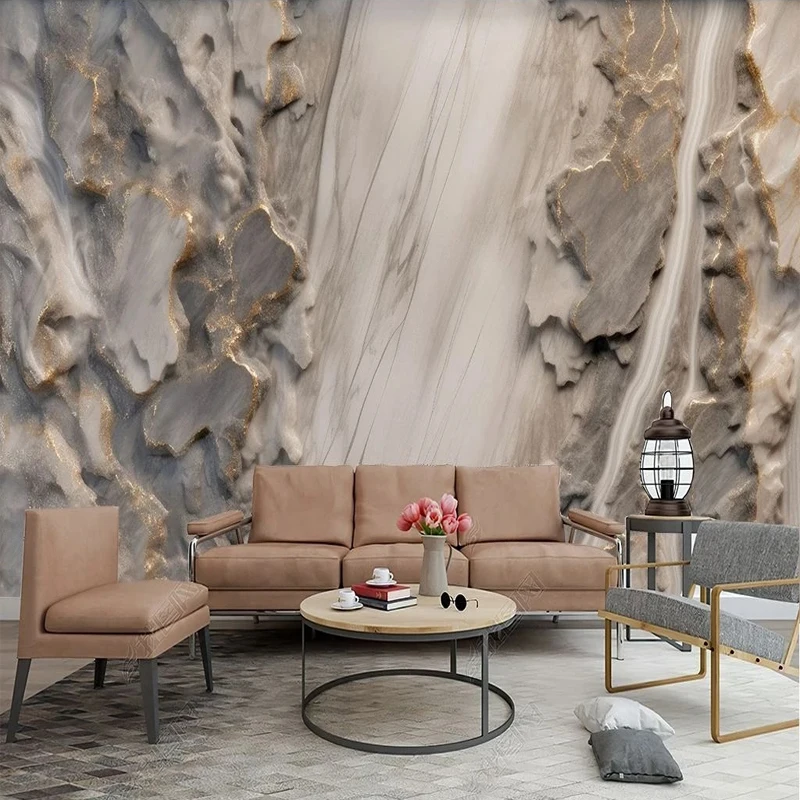 Personalizado Papel de Parede de Luxo Moderno Arte em Relevo 3d Pedra Placa de Pedra Foto de Mármore Tela Mural tv Backdrop Papel de Parede Decoração do Quarto Tamanho