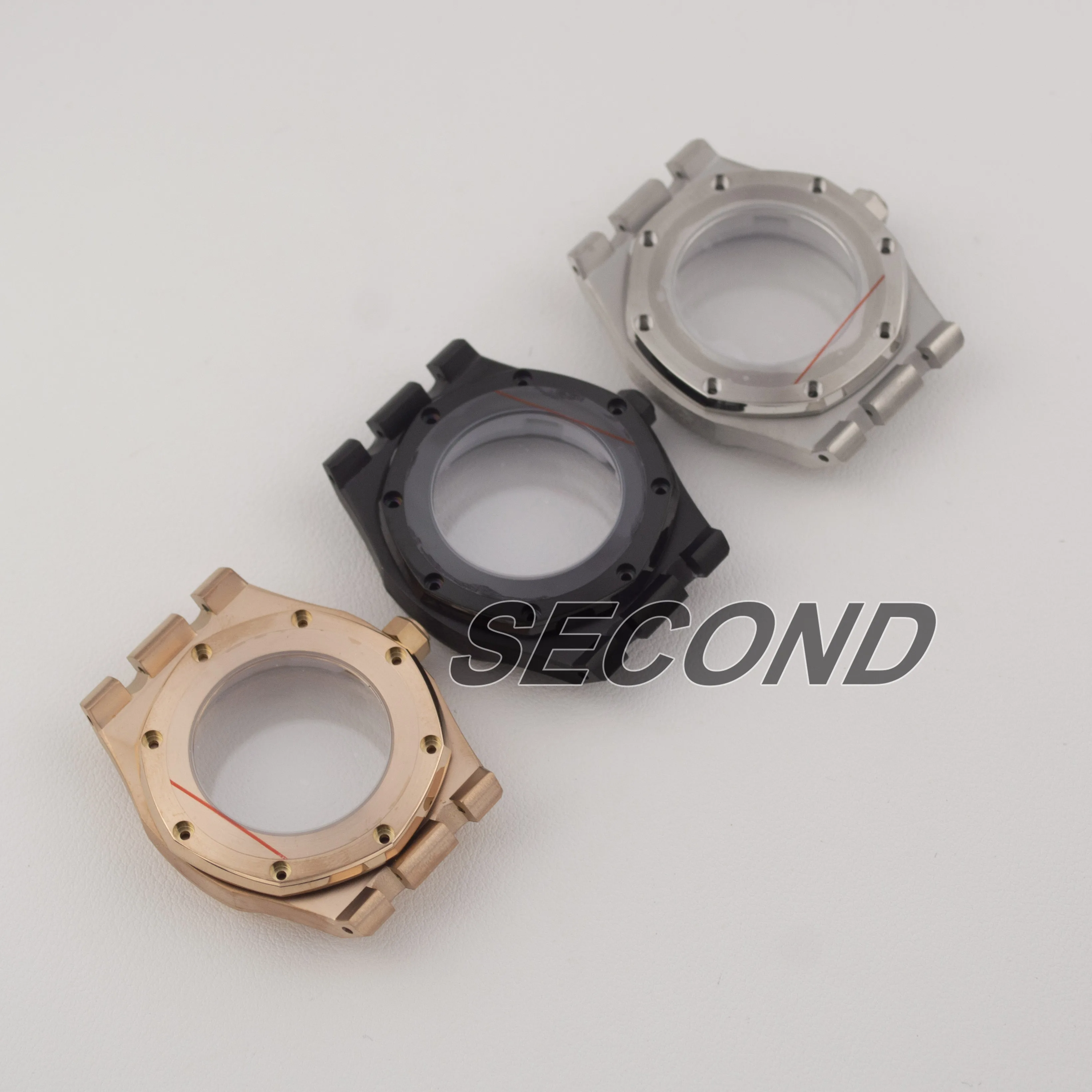 Rose Gold Black PVD Stainless Steel Watch Case with Sapphire Glass - 41mm Waterproof Design