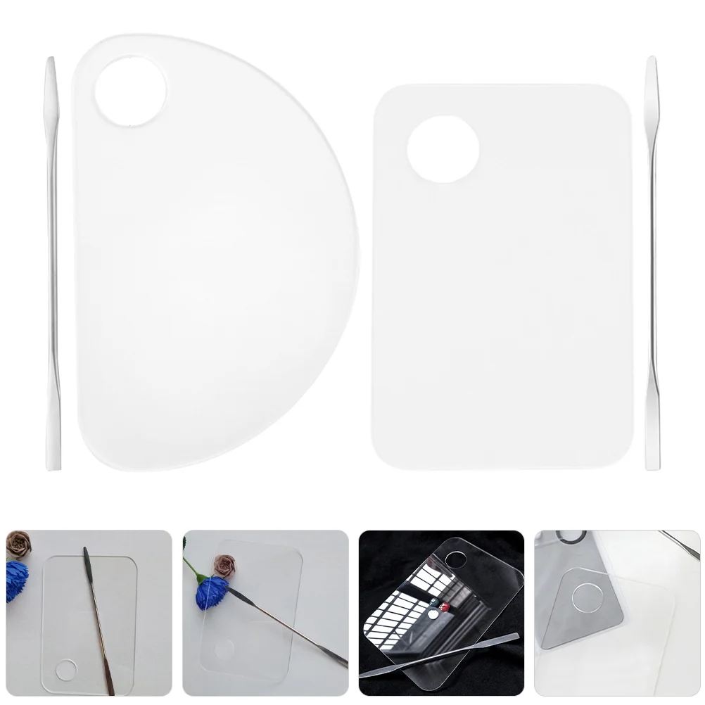 

2 Sets Makeup Palettes Makeup Mixing Palettes Nail Cosmetics Palettes with Spatulas