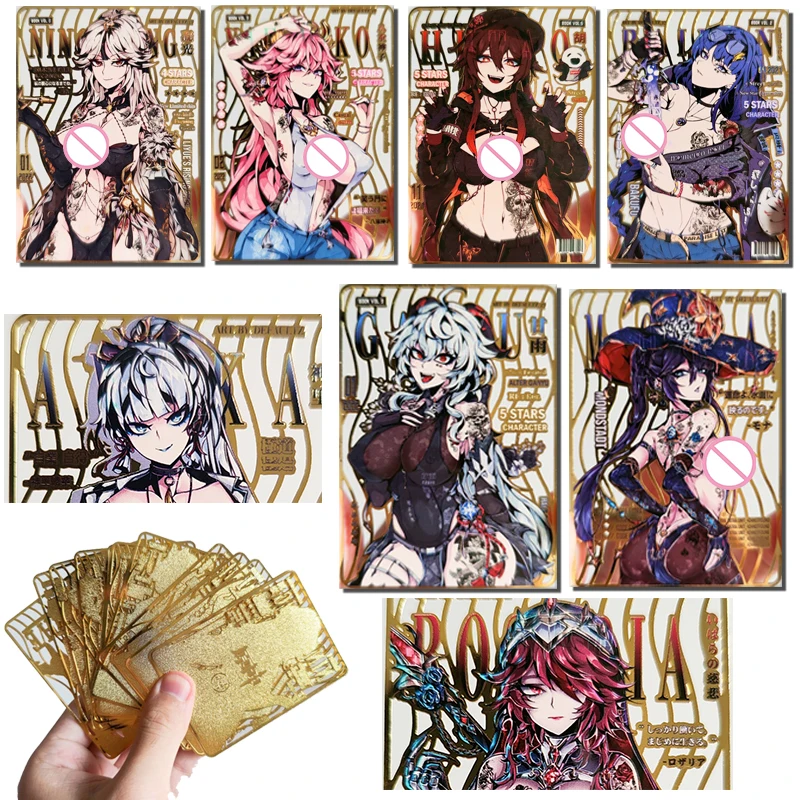 

Goddess Story Genshin Impact Project Ganyu Yae Miko Kamisato Ayaka Eula DIY homemade metal cards Toy collection Birthday gifts