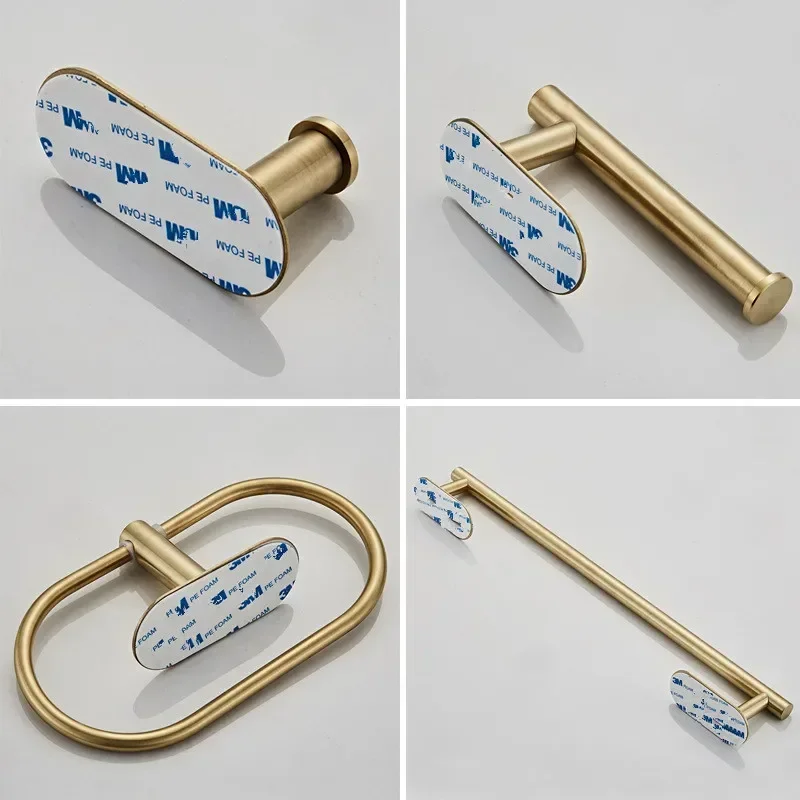 Bathroom Hardware Set Bathroom Hardware Accessories Bathroom Hardware Set Self-sticking 304 Stainless Steel Brushed Towel Bar Paper Holder Accessories Set without Nails