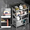 Floor-standing Microwave Cupboard Kitchen Cabinet Stainless Steel Multi-layer Kitchen Cabinets Shelves Home Kitchen Furniture 3
