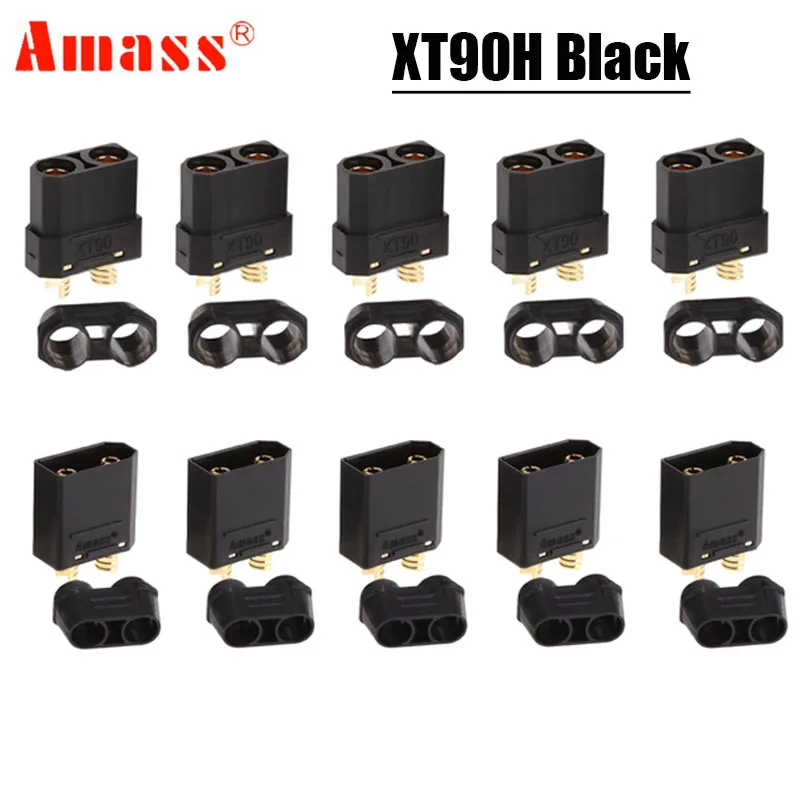 

Amass XT90H XT90 Black Large Current Lipo Battery Connector Male Female Gold-plated Plug with Sheath for RC Aircraft Parts