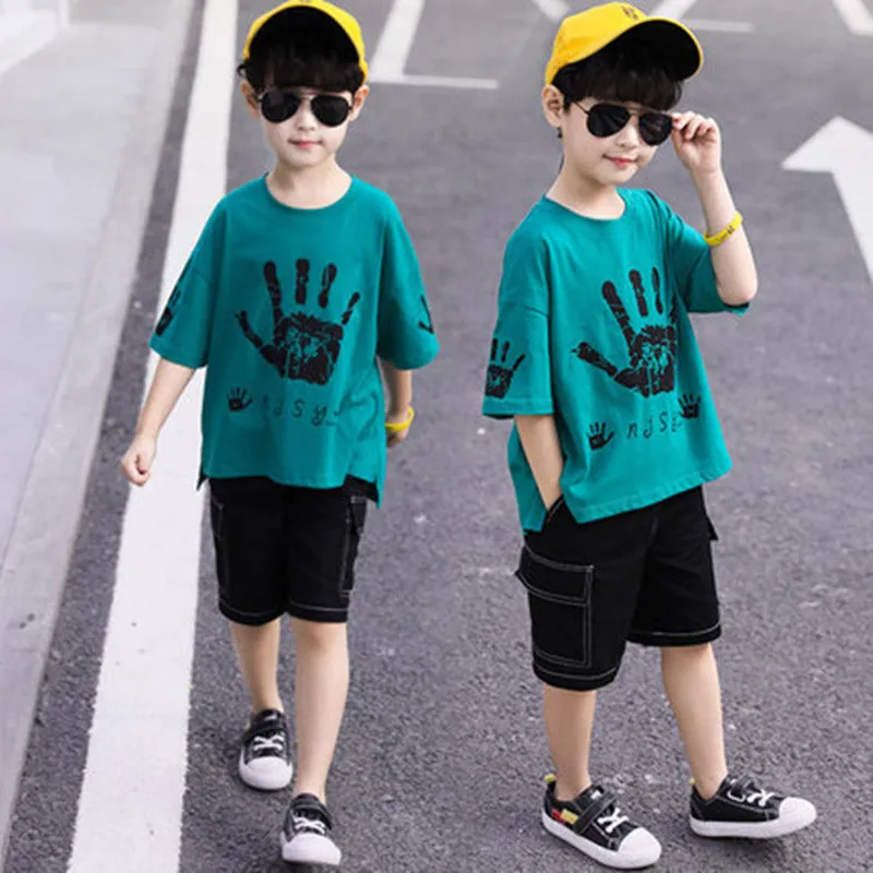 

Tracksuit for Boy Clothing Sets Children Summer Suit Boys Cartoon T Shirt + Short Pants Kids Clothes 2pc Teenager Casual 4-12Yer