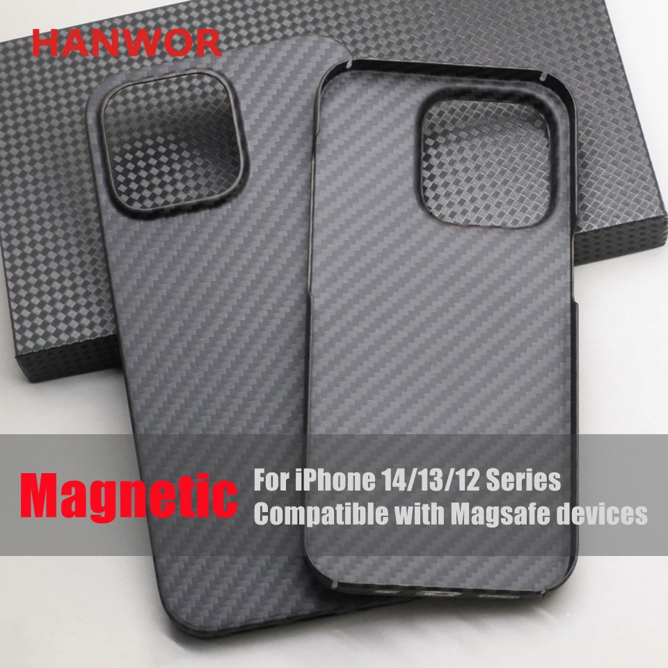 HANWOR Carbon Fiber Case for iPhone 14 13 12 Pro Max 14 Plus