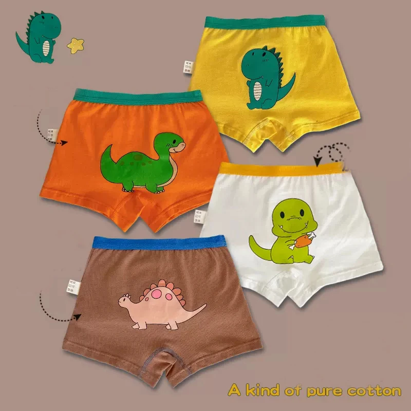 4pcs/pack Baby Underwear for Boys Cotton Children Cartoon Dinosaur Boxers  Toddler Boy Stripe Panties Cute Car Underpants 1-12 Y - AliExpress