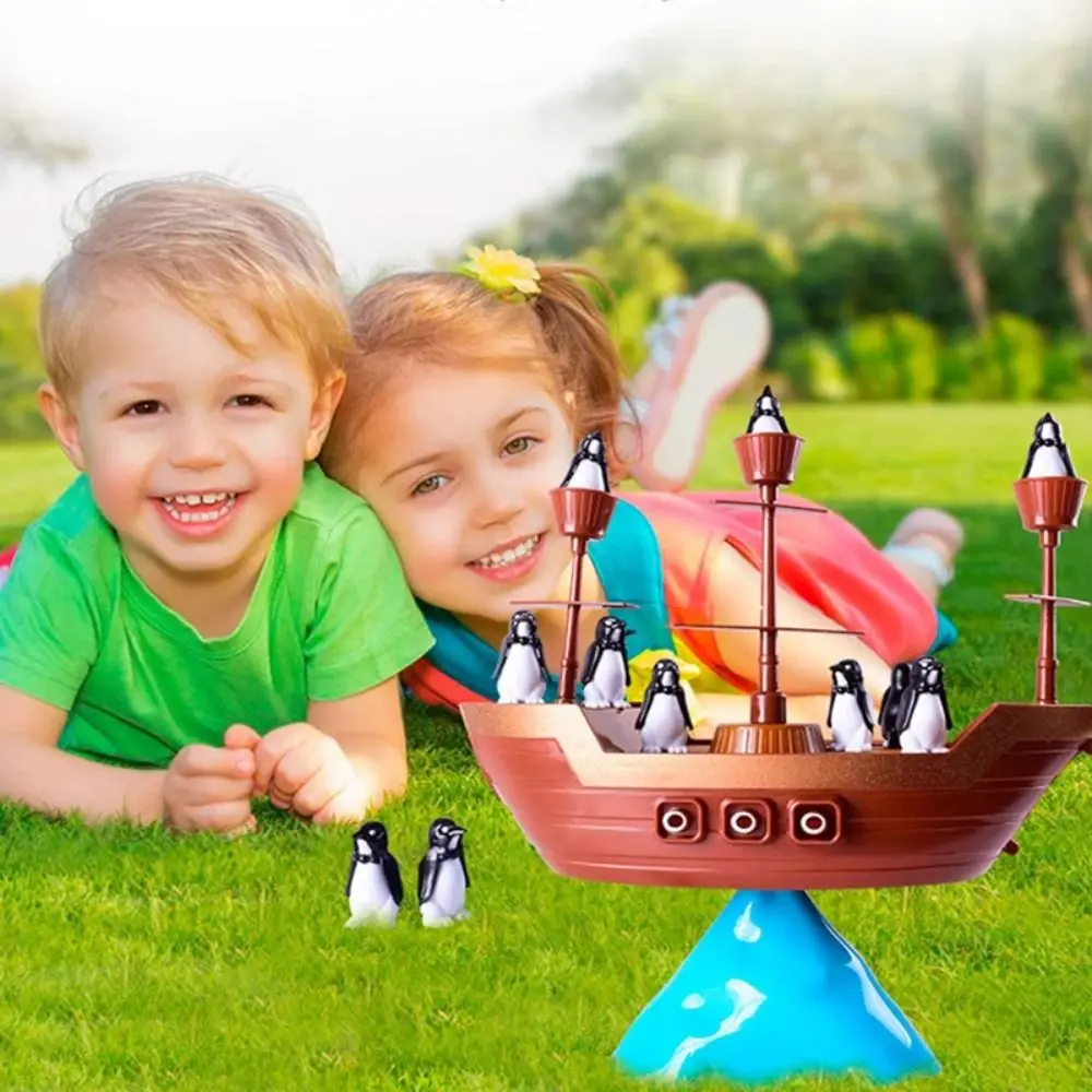1 set Educational Penguin Pirate Ship Balance Game Interactive Parent-child Pirate Boat Game Toy Plastic Stackable