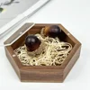 1PCS Creative Acrylic Board Hexagon Box Natural Wood Storage Wooden Box for Necklace Ring Gift Wooden Jewelry Organizer Cases 3