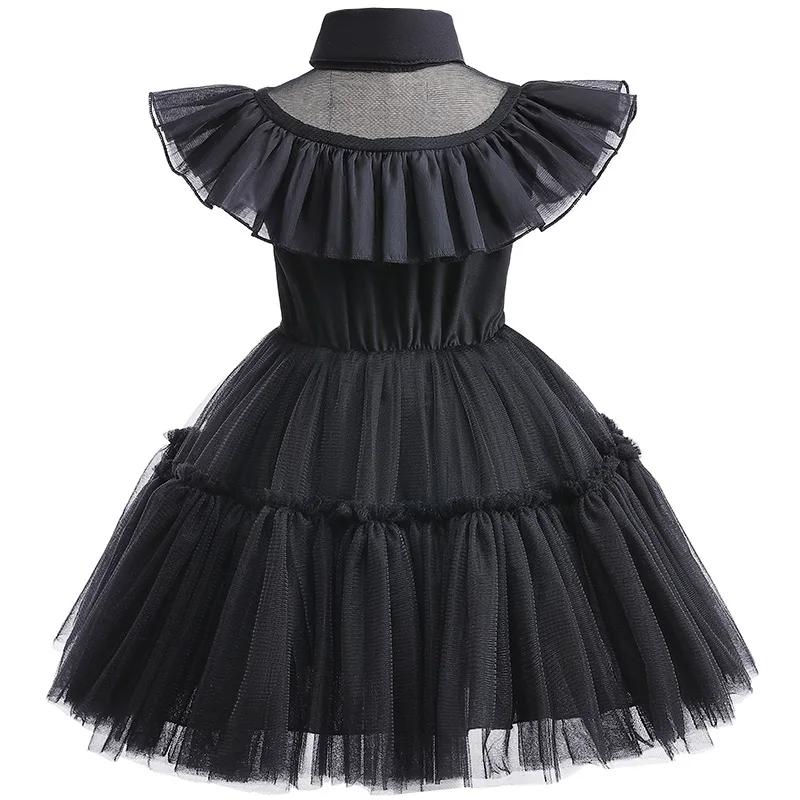 Girls Dress Baby Girl Dress Toddler Girl Halloween Cosplay Party Wednesday Addams Dress Carnival Performance Kids Fancy Baby Girl Black Goth Merlina Costume