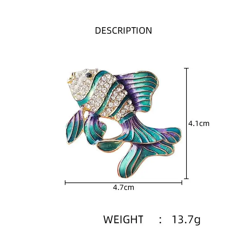 Broche Koi vert/rouge/bleu, mignon poisson rouge en émail, revers en