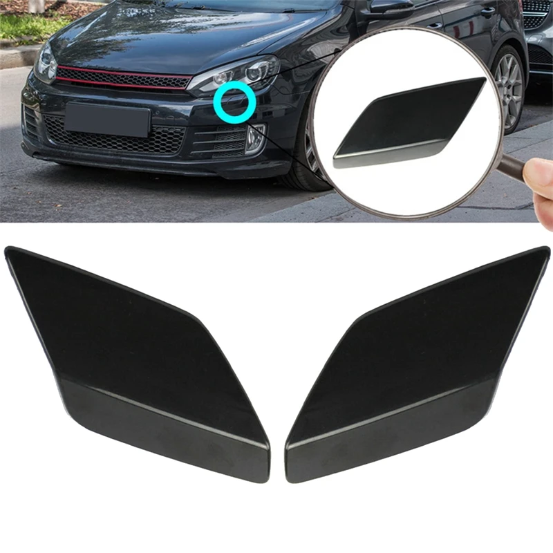 

2Pcs Left + Right Front Bumper Headlight Washer Nozzle Jet Cover Caps Dark Grey For Golf VI 6 MK6 5K0955109C 5K0955110C No Paint