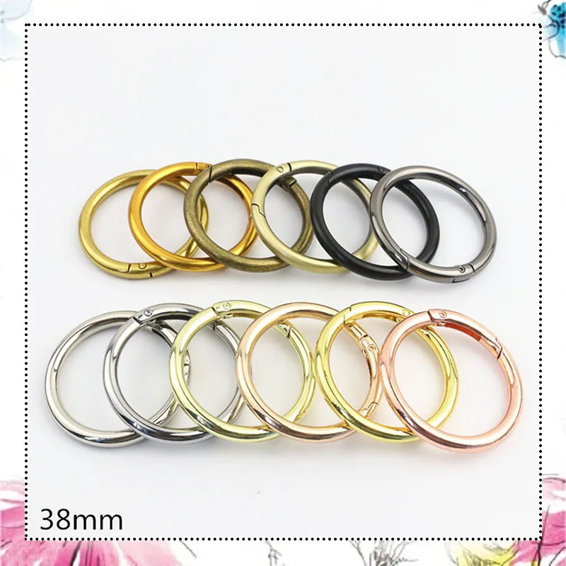 

20Pcs 38mm Spring Alloy Metal D O Ring Bags Belt Strap Dog Chain Openable Round Buckles DIY Snap Clasps Clip Bag Accessories