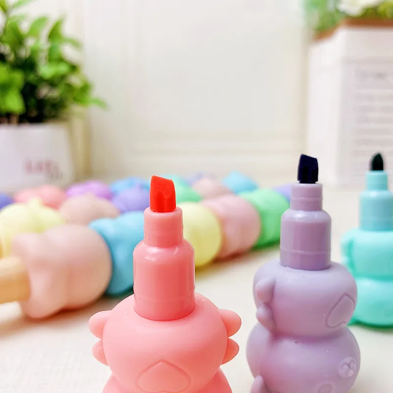 Creative 5 Color Highlighter Cartoon Cute Shape Highlighter for Students Hand Account Marker 1pcs