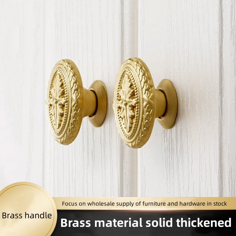 

Brass handle creative wardrobe, wine cabinet, drawer, bathroom cabinet, American style pure copper cabinet door handle
