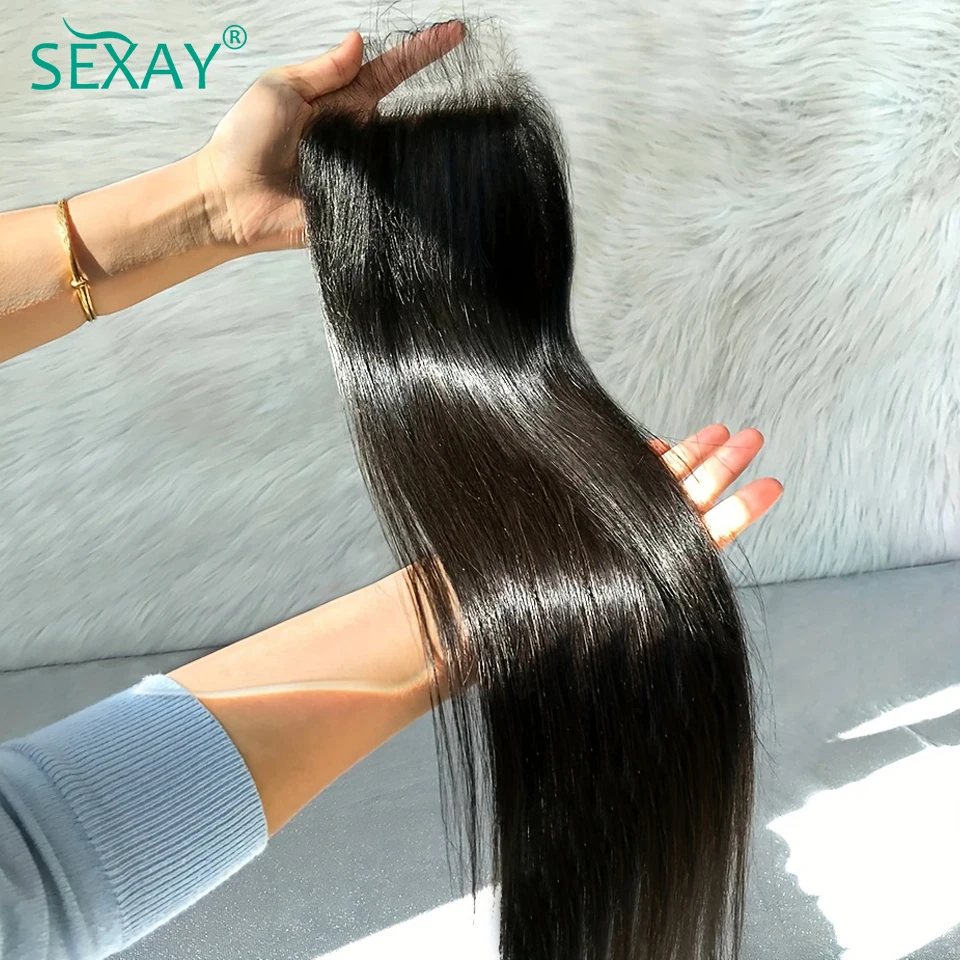 5x5 Transparent Lace Closure Brazilian Straight Human Hair Closures 1 Pc Free Part HD Lace Closure Pre Plucked With Baby Hair